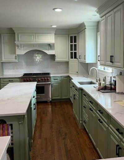 Modern kitchen featuring a sage green