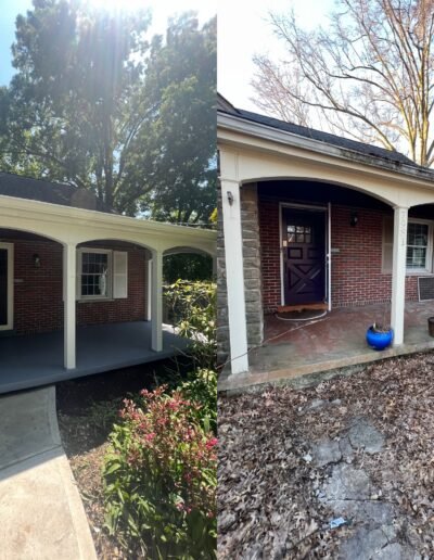 Concrete patio repainted with weather-resistant gray paint