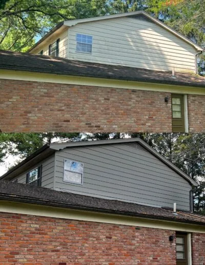 Exterior home siding painted with fresh finish