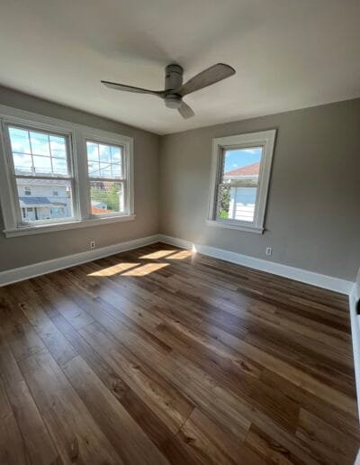 Dining room with walls painted in warm tones