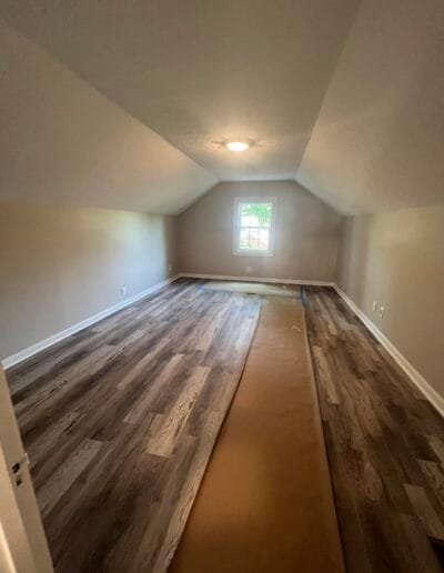 Bedroom interior painted in warm neutral colors