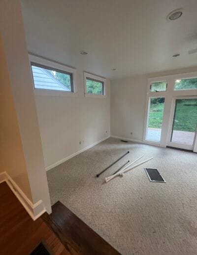 Guest room interior painted with fresh white tones