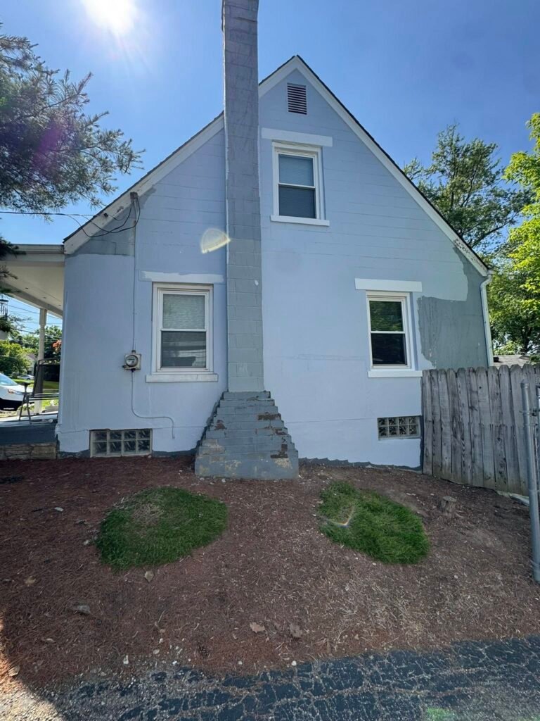 Side of house during exterior painting, Cincinnati