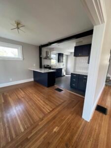 Kitchen with dark refinished lower cabinets, Cincinnati