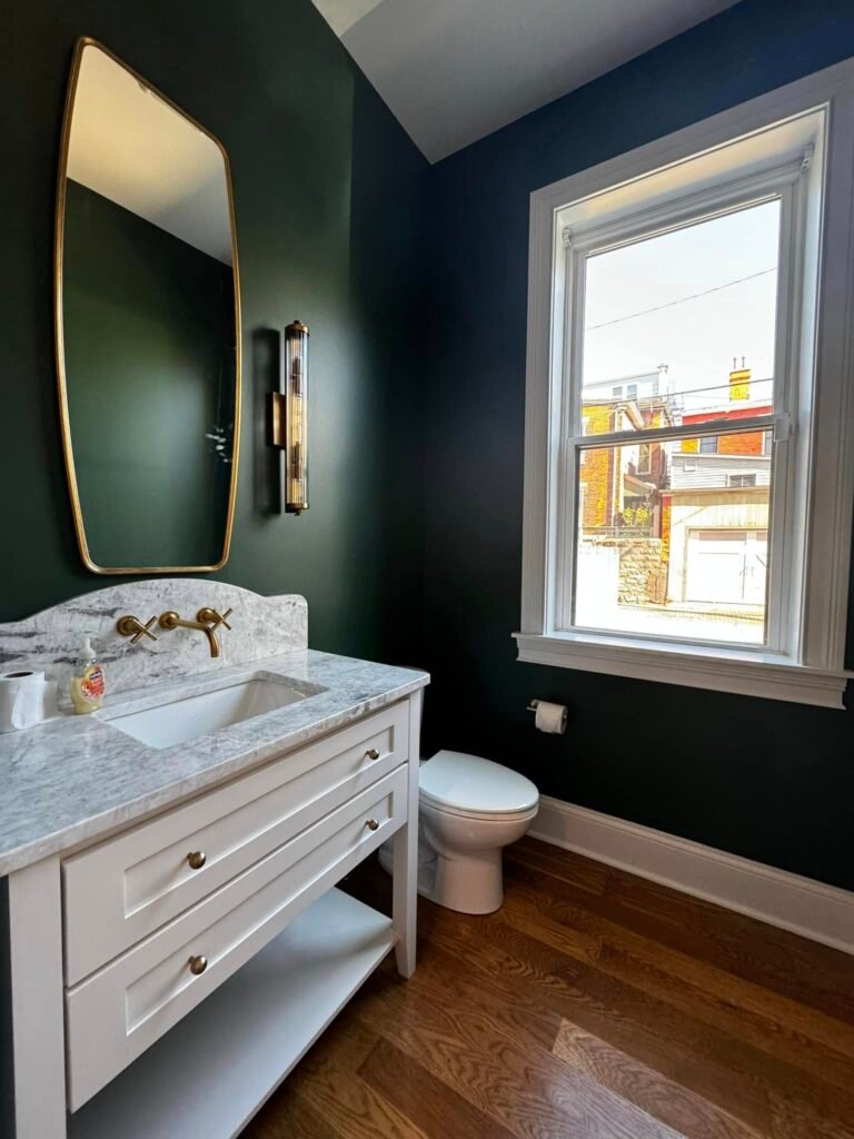 Bathroom Repaint — Forest Green & White Trim - photo 2