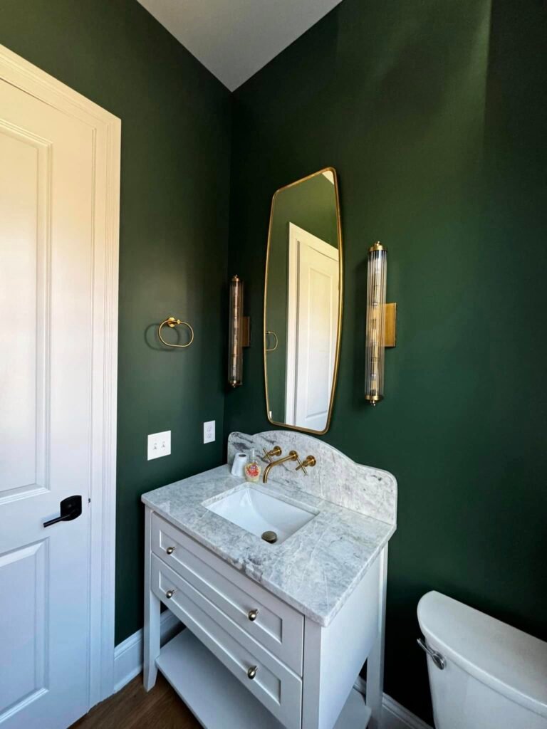 Bathroom Repaint — Forest Green & White Trim - photo 3