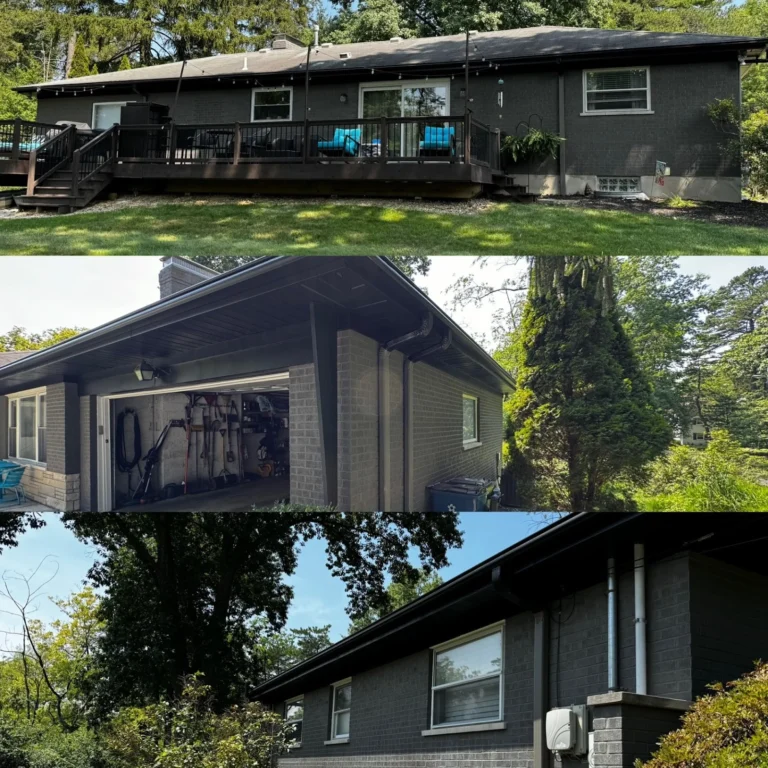 Brick ranch exterior painted charcoal-black — Bishop Elite Painting