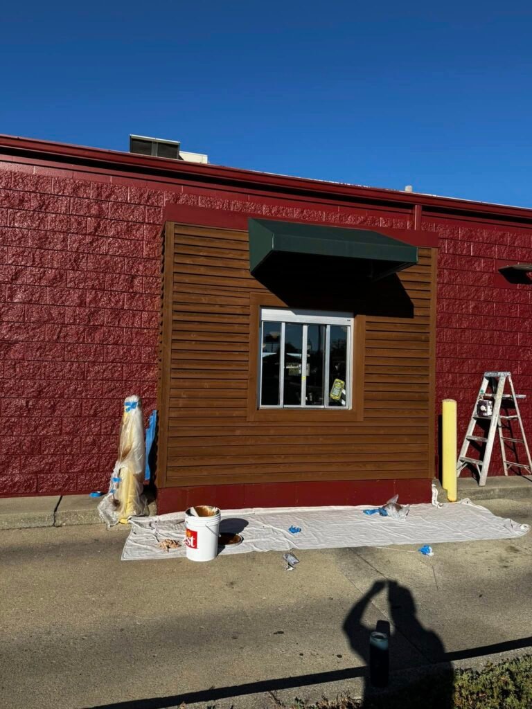 Potbelly Commercial Exterior Repaint & Wood Staining - photo 2